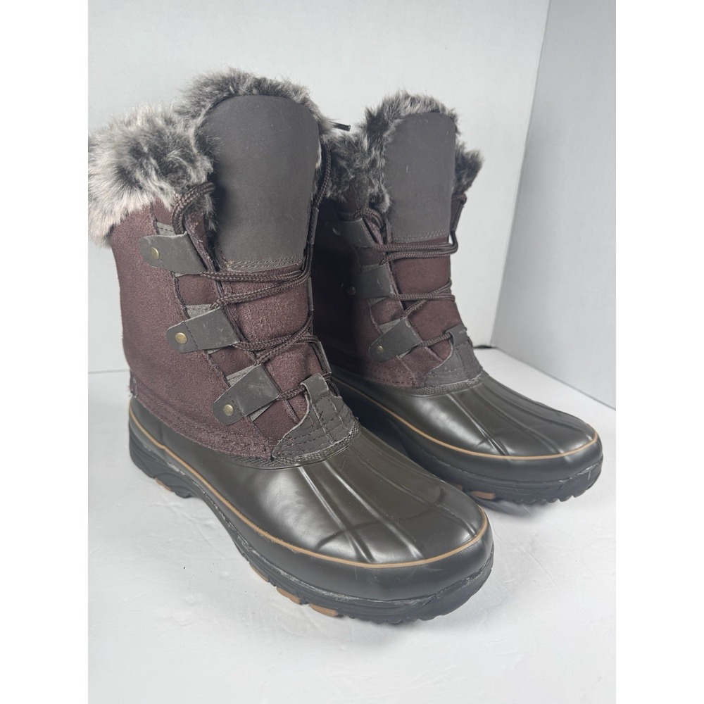 G.H. Bass Alps Women's Size 9 Brown Faux Fur Leather Winter Snow Boots
